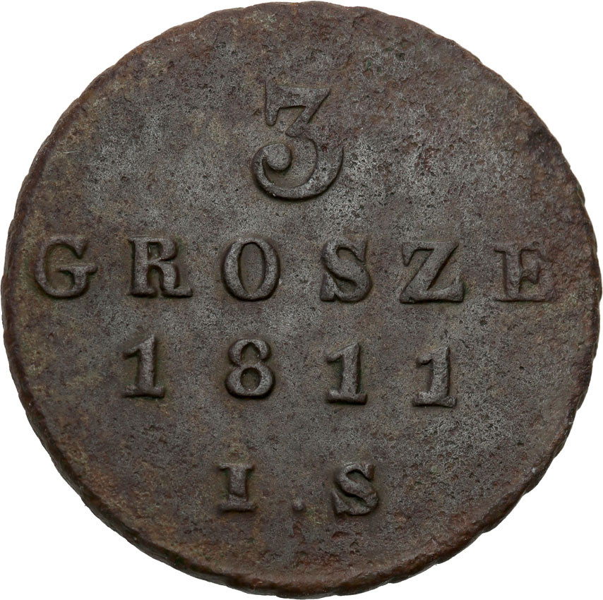 Księstwo Warszawskie. Trojak (3 grosze) 1811 IS, Warszawa